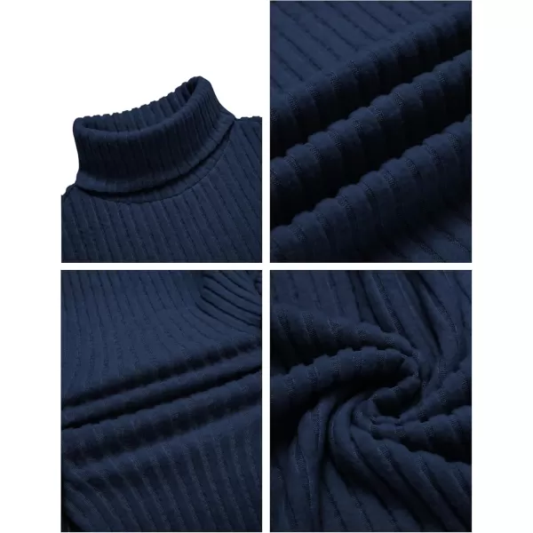 Ekouaer Men Turtleneck Shirts Lightweight Long Sleeve T Shirt Ribbed Thermal Tops Baselayer Pullover SXXLNavy Blue