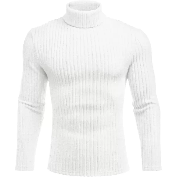 Ekouaer Men Turtleneck Shirts Lightweight Long Sleeve T Shirt Ribbed Thermal Tops Baselayer Pullover SXXLWhite