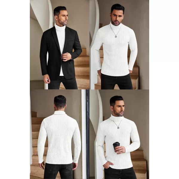 Ekouaer Men Turtleneck Shirts Lightweight Long Sleeve T Shirt Ribbed Thermal Tops Baselayer Pullover SXXLWhite