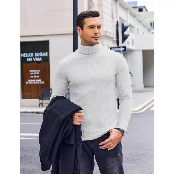 Ekouaer Men Turtleneck Shirts Lightweight Long Sleeve T Shirt Ribbed Thermal Tops Baselayer Pullover SXXLWhite Ribbed