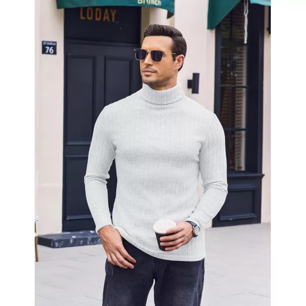 Ekouaer Men Turtleneck Shirts Lightweight Long Sleeve T Shirt Ribbed Thermal Tops Baselayer Pullover SXXLWhite Ribbed