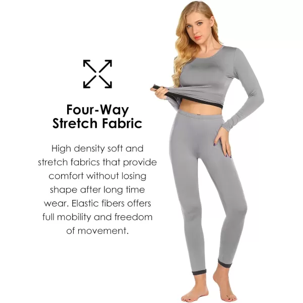 Ekouaer Womens Thermal Underwear Sets Long Johns Base Layer Lightweight Thermals 2 Pieces SetLight Grey