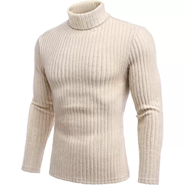 Ekouaer Men Turtleneck Shirts Lightweight Long Sleeve T Shirt Ribbed Thermal Tops Baselayer Pullover SXXLBeige