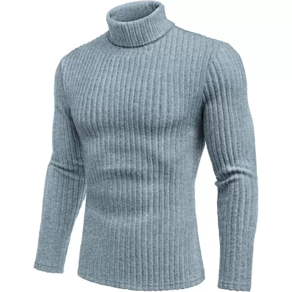 Ekouaer Men Turtleneck Shirts Lightweight Long Sleeve T Shirt Ribbed Thermal Tops Baselayer Pullover SXXLBlue