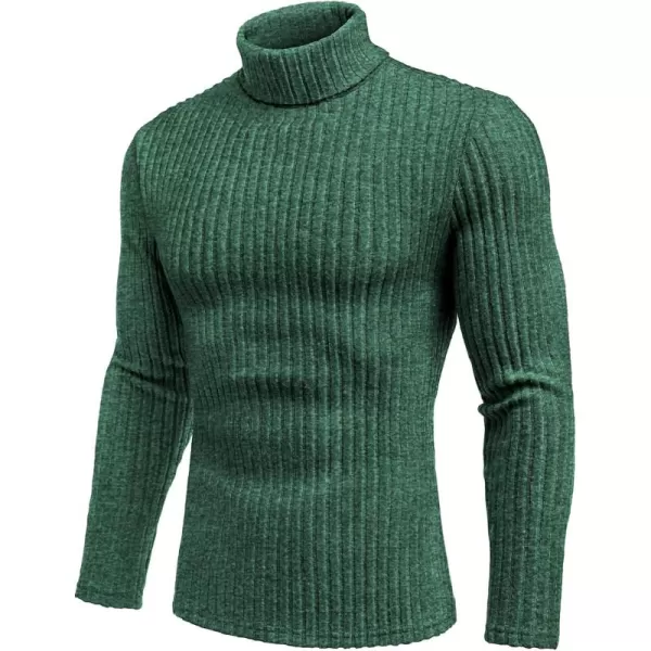 Ekouaer Men Turtleneck Shirts Lightweight Long Sleeve T Shirt Ribbed Thermal Tops Baselayer Pullover SXXLGreen