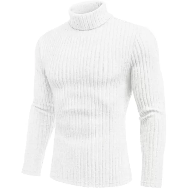 Ekouaer Men Turtleneck Shirts Lightweight Long Sleeve T Shirt Ribbed Thermal Tops Baselayer Pullover SXXLWhite