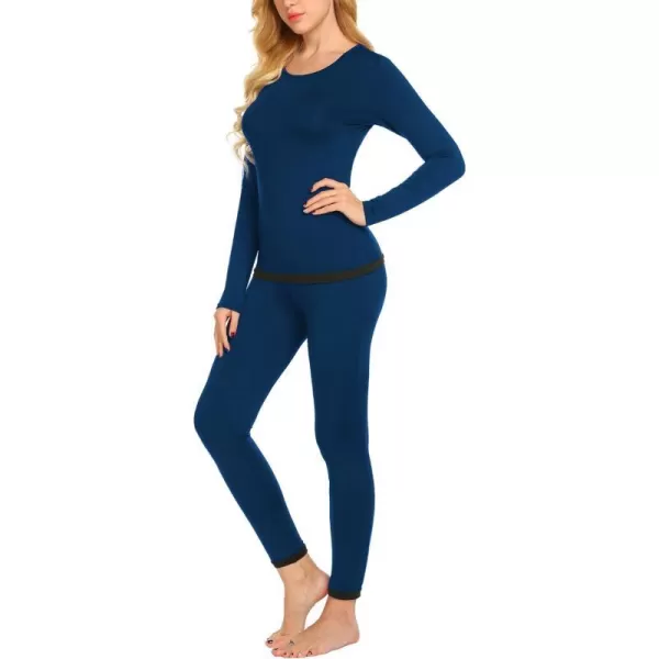 Ekouaer Womens Thermal Underwear Sets Long Johns Base Layer Lightweight Thermals 2 Pieces SetBlue Green