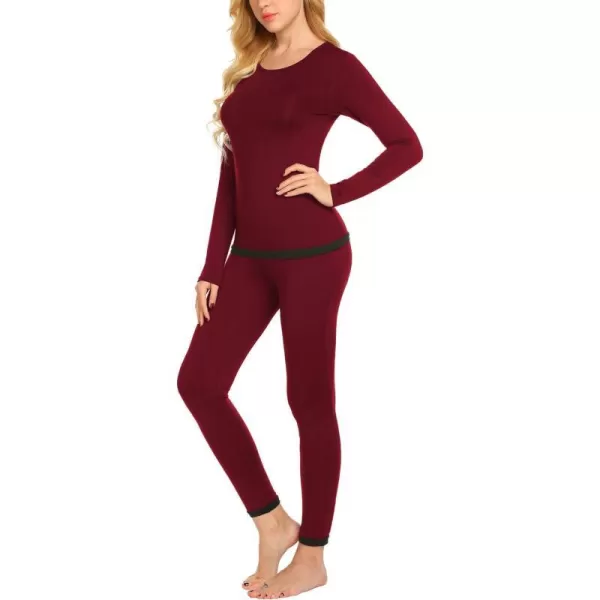 Ekouaer Womens Thermal Underwear Sets Long Johns Base Layer Lightweight Thermals 2 Pieces SetWine Red