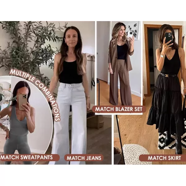 Ekouaer 2 PCS Women Rib Knit Tank Top Scoop Neck Ribbed Basic Sleeveless Pajama TopBlue amp Black