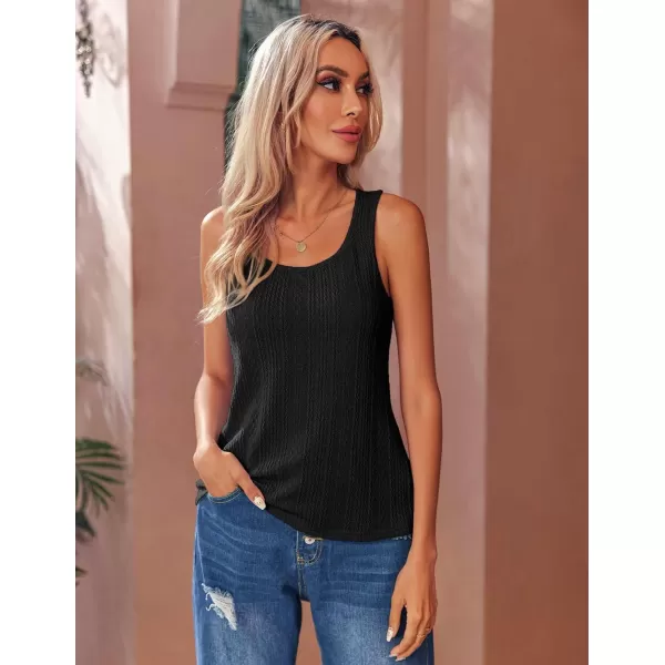 Ekouaer 2 PCS Women Rib Knit Tank Top Scoop Neck Ribbed Basic Sleeveless Pajama TopWhite amp Black