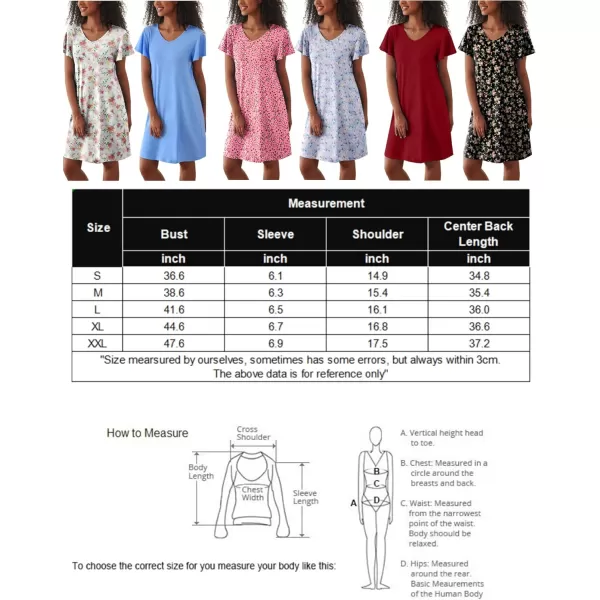 Ekouaer 2 Pack Nightgowns for Women Flare Short Sleeve Sleepshirt V Neck Sleepwear PlainFloral Print Pajama Dress2packcoffee  Star Print