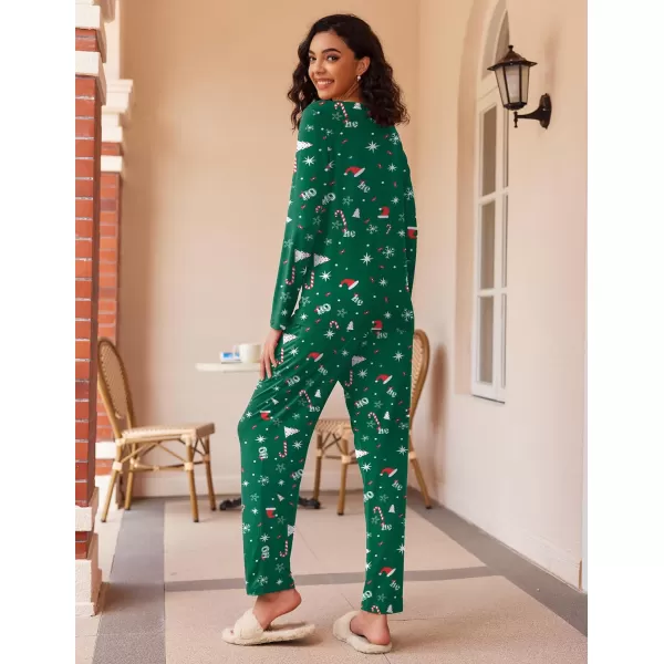 Ekouaer 2 Pack Womens Pajama Set Soft Long Sleeve Sleepwear Loungewear Pjs Sets with Pockets SXXLGp7christmas Redxmas Green