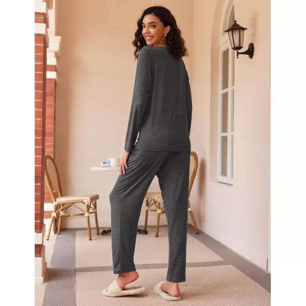 Ekouaer 2 Pack Womens Pajama Set Soft Long Sleeve Sleepwear Loungewear Pjs Sets with Pockets SXXLGrayGray Stripe