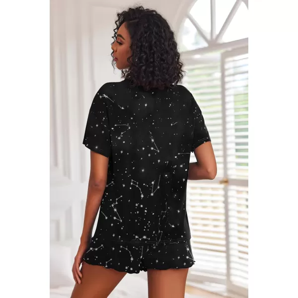 Ekouaer 2 Pack Womens Pajama Sets Short Sleeve Top with Shorts Soft Comfy Loungewear Sleepwear SXXLGp6gray Leopardblack
