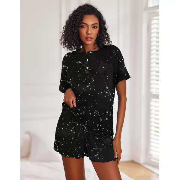 Ekouaer 2 Pack Womens Pajama Sets Short Sleeve Top with Shorts Soft Comfy Loungewear Sleepwear SXXLGp6gray Leopardblack