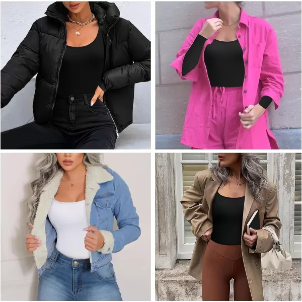 Ekouaer 2 Pack Womens Scoop Neck Tops Long Sleeve Slim Fit T Shirt Thermal Shirts Basic Tight Tee XSXXL2pcsbeigecoffee
