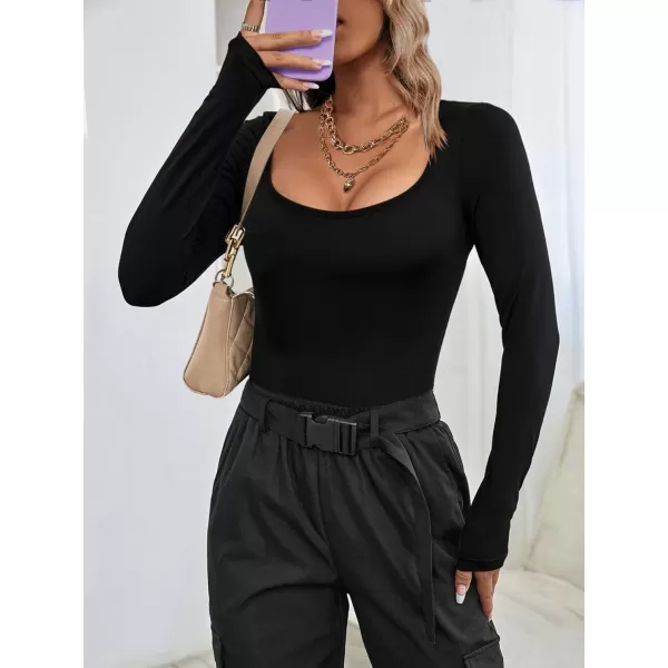 Ekouaer 2 Pack Womens Scoop Neck Tops Long Sleeve Slim Fit T Shirt Thermal Shirts Basic Tight Tee XSXXL2pcsblackbeige