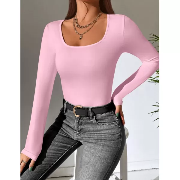 Ekouaer 2 Pack Womens Scoop Neck Tops Long Sleeve Slim Fit T Shirt Thermal Shirts Basic Tight Tee XSXXL2pcswhitepink