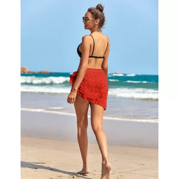 Ekouaer 2 Pcs Sarong Coverups for Women Beach Wrap Skirt Chiffon Swimsuit Coverup for Swimwear SXXLSblackred