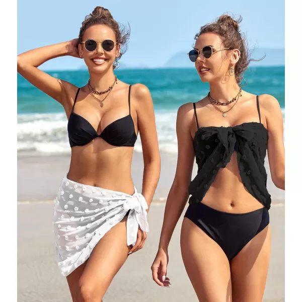 Ekouaer 2 Pcs Sarong Coverups for Women Beach Wrap Skirt Chiffon Swimsuit Coverup for Swimwear SXXLSblackwhite