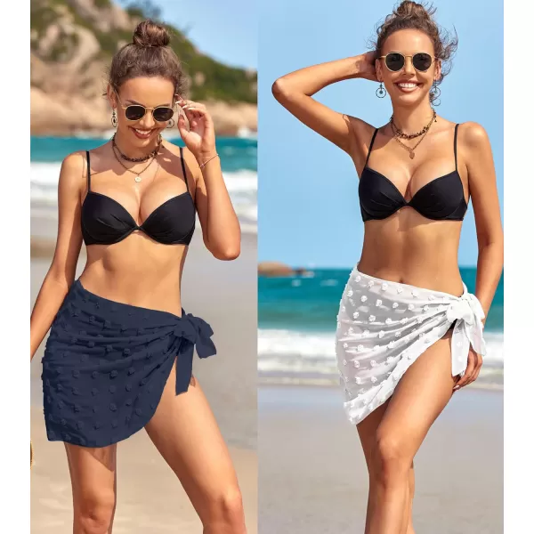 Ekouaer 2 Pcs Sarong Coverups for Women Beach Wrap Skirt Chiffon Swimsuit Coverup for Swimwear SXXLSnavywhite