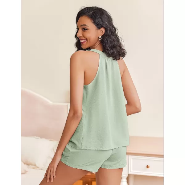 Ekouaer 2 Piece Lounge Sets for Women Soft Pajama V Neck Cami Pj Shorts Set with Pockets Cute Sleepwear Summer OutfitsLight Green