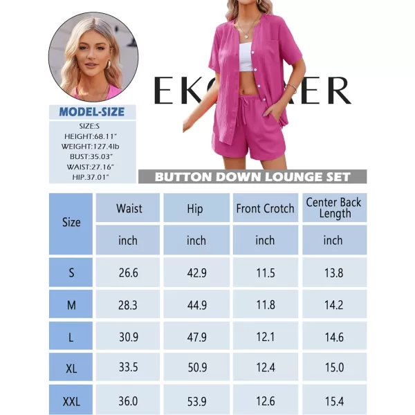 Ekouaer 2 Piece Set for Women Short Sleeve V Neck Vacation Outfits 2024 Casual Loungewear with Pockets for Summer SXXLBrown