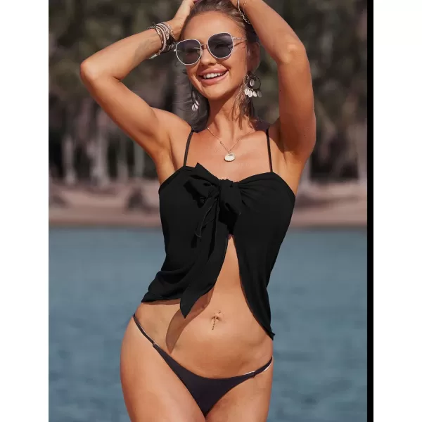 Ekouaer 2 Pieces Women Beach Sarongs Sheer Cover Ups Chiffon Bikini Wrap Skirt for Swimwear SXXLBlackpurple Orchid