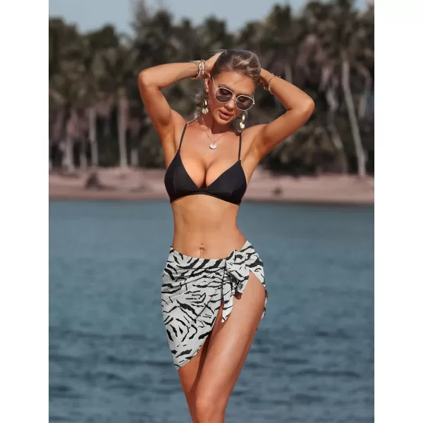 Ekouaer 2 Pieces Women Beach Sarongs Sheer Cover Ups Chiffon Bikini Wrap Skirt for Swimwear SXXLBlackzebra