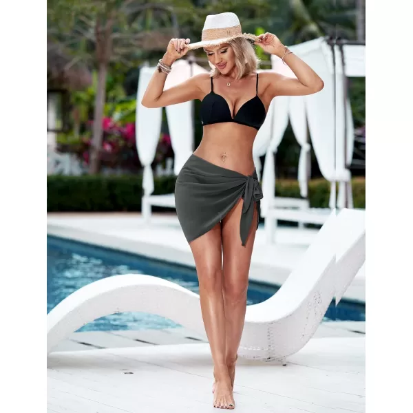 Ekouaer 2 Pieces Women Beach Sarongs Sheer Cover Ups Chiffon Bikini Wrap Skirt for Swimwear SXXLWhitegrey