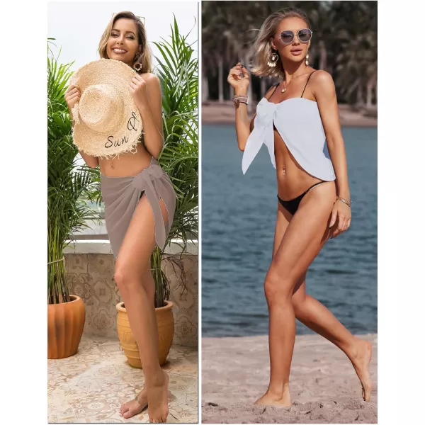 Ekouaer 2 Pieces Women Beach Sarongs Sheer Cover Ups Chiffon Bikini Wrap Skirt for Swimwear SXXLWhitekhaki