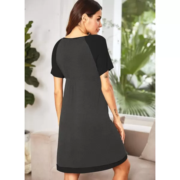 Ekouaer 3 in 1 DeliveryLaborNursing Nightgown Womens Maternity Hospital GownSleepwear for Breastfeeding Sleep DressHeather Dark Gray