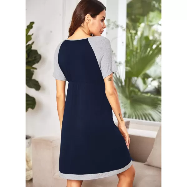 Ekouaer 3 in 1 DeliveryLaborNursing Nightgown Womens Maternity Hospital GownSleepwear for Breastfeeding Sleep DressNavy Blue