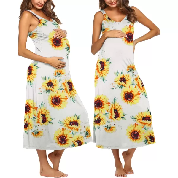 Ekouaer 3 in 1 DeliveryLaborNursing Nightgown Womens Maternity Hospital GownSleepwear for Breastfeeding Sleep DressPattern4