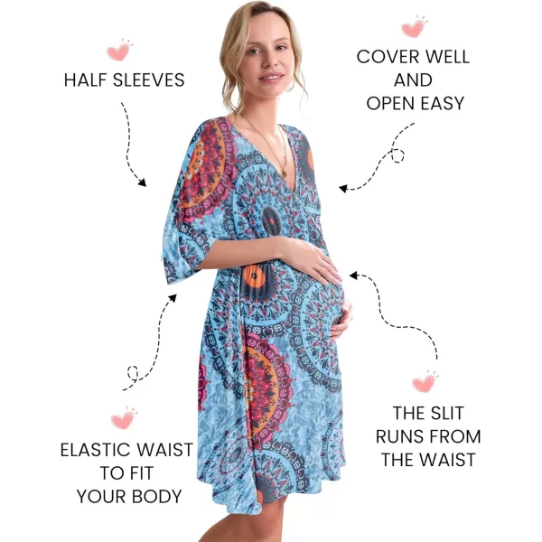 Ekouaer 3 in 1 LaborDeliveryHospital Gown Maternity Dress Nursing Nightgown Sleepwear for Breastfeeding SXXLBohemia