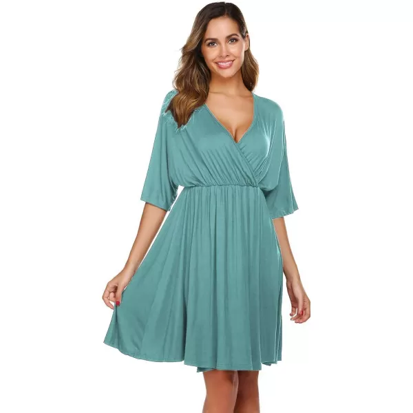 Ekouaer 3 in 1 LaborDeliveryHospital Gown Maternity Dress Nursing Nightgown Sleepwear for Breastfeeding SXXLCeladon Green