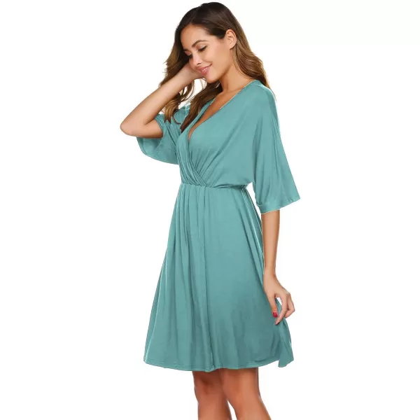 Ekouaer 3 in 1 LaborDeliveryHospital Gown Maternity Dress Nursing Nightgown Sleepwear for Breastfeeding SXXLCeladon Green