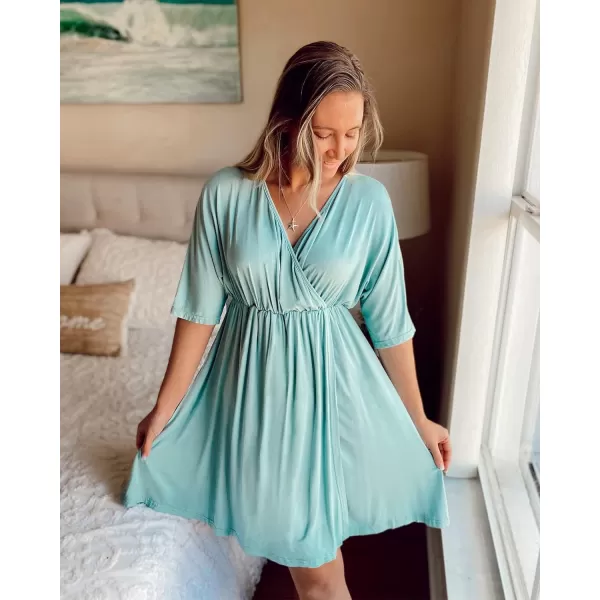 Ekouaer 3 in 1 LaborDeliveryHospital Gown Maternity Dress Nursing Nightgown Sleepwear for Breastfeeding SXXLCeladon Green