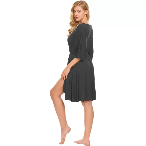 Ekouaer 3 in 1 LaborDeliveryHospital Gown Maternity Dress Nursing Nightgown Sleepwear for Breastfeeding SXXLCharcoal Grey