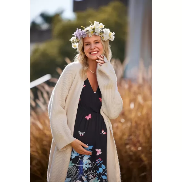 Ekouaer 3 in 1 LaborDeliveryHospital Gown Maternity Dress Nursing Nightgown Sleepwear for Breastfeeding SXXLFloral Butterfly