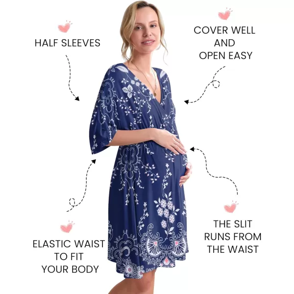 Ekouaer 3 in 1 LaborDeliveryHospital Gown Maternity Dress Nursing Nightgown Sleepwear for Breastfeeding SXXLFloral Vines