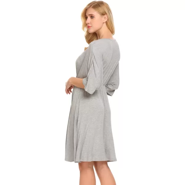 Ekouaer 3 in 1 LaborDeliveryHospital Gown Maternity Dress Nursing Nightgown Sleepwear for Breastfeeding SXXLLight Grey