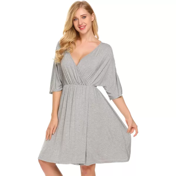 Ekouaer 3 in 1 LaborDeliveryHospital Gown Maternity Dress Nursing Nightgown Sleepwear for Breastfeeding SXXLLight Grey