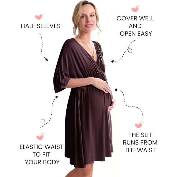 Ekouaer 3 in 1 LaborDeliveryHospital Gown Maternity Dress Nursing Nightgown Sleepwear for Breastfeeding SXXLMaroon