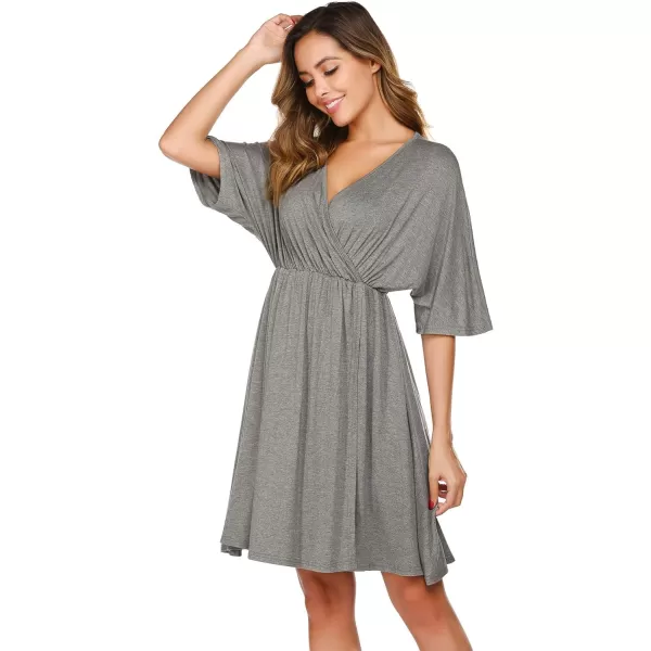 Ekouaer 3 in 1 LaborDeliveryHospital Gown Maternity Dress Nursing Nightgown Sleepwear for Breastfeeding SXXLMedium Grey