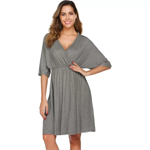 Ekouaer 3 in 1 LaborDeliveryHospital Gown Maternity Dress Nursing Nightgown Sleepwear for Breastfeeding SXXLMedium Grey