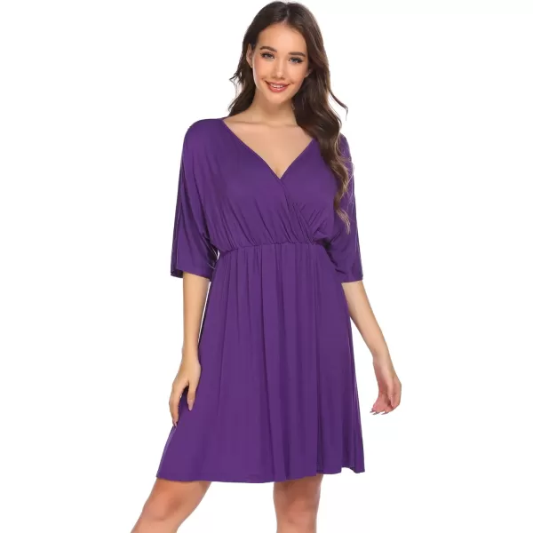 Ekouaer 3 in 1 LaborDeliveryHospital Gown Maternity Dress Nursing Nightgown Sleepwear for Breastfeeding SXXLPurple