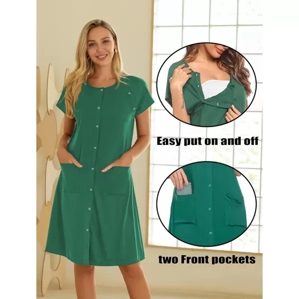 Ekouaer 3 in 1 LaborDeliveryHospital Gown Nursing Dress Maternity Nightgown Sleepwear for Breastfeeding with Button SXXLDark Green