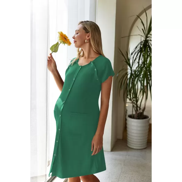 Ekouaer 3 in 1 LaborDeliveryHospital Gown Nursing Dress Maternity Nightgown Sleepwear for Breastfeeding with Button SXXLDark Green