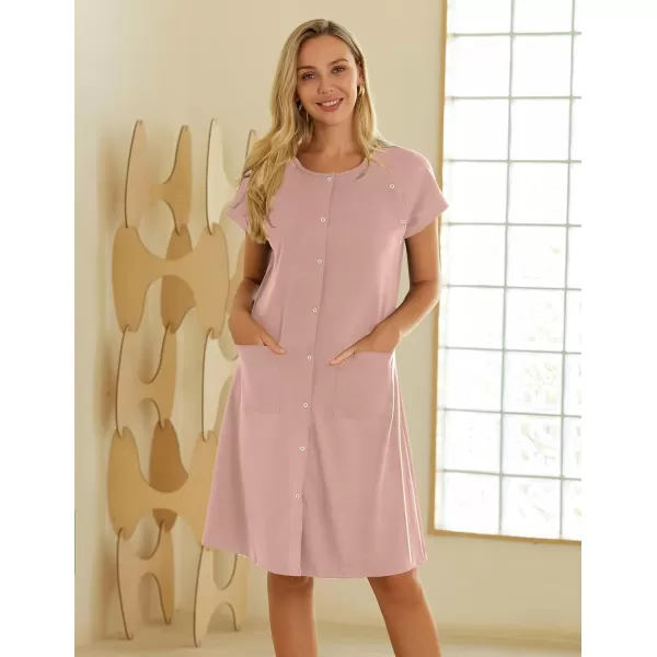 Ekouaer 3 in 1 LaborDeliveryHospital Gown Nursing Dress Maternity Nightgown Sleepwear for Breastfeeding with Button SXXLDirty Pink